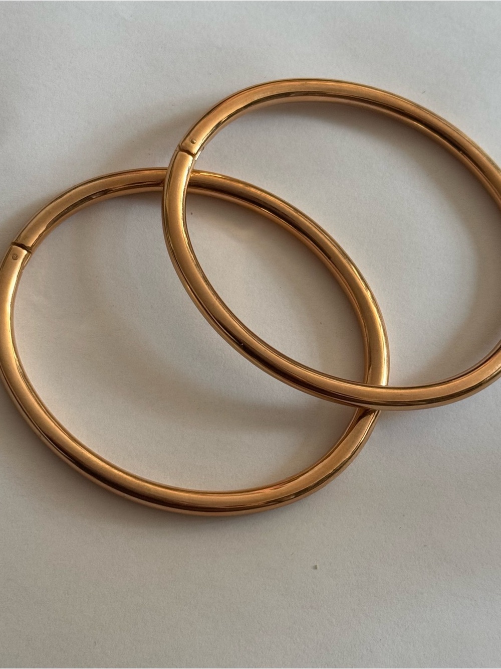 Set of TWO Copper Tone Stainless Steel Hinged Bangles for Larger Wrists